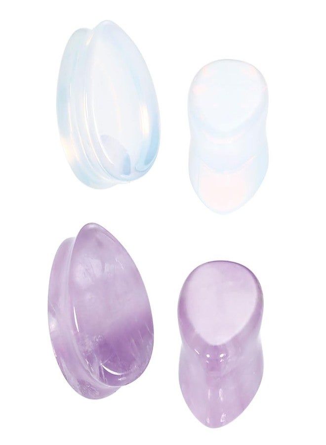 Decentraland 2 Pairs Stone Ear Gauges Earrings Teardrop Shape Stone Ear Gauges Plugs Jewelry 10mm(00g) - Image 1
